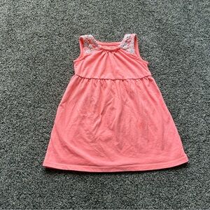 Healthtex Toddler Girl Coral Orange and White Dress, Size 2T